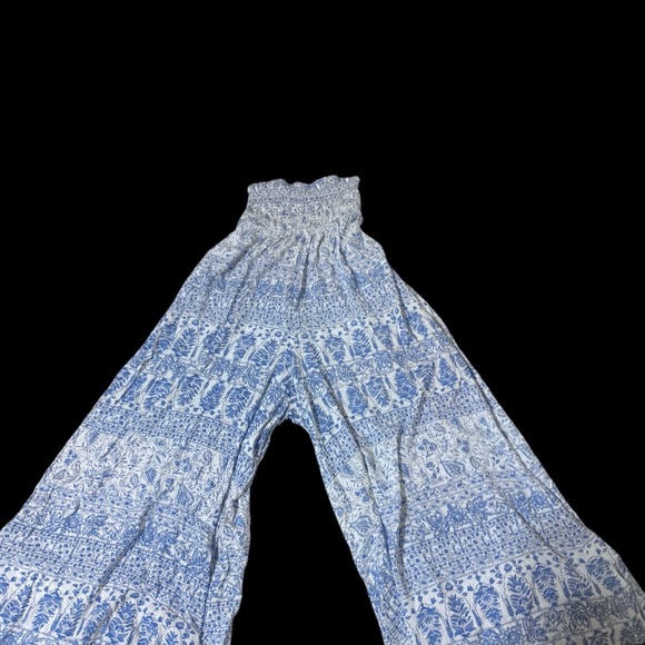 Billabong Light Blue Printed Strapless Wide-Leg Jumpsuit - Picture 3 of 8